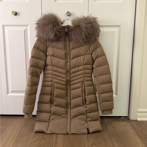 RUDSAK “Malefica” Beige Down Jacket with Fur Hood – Size XS